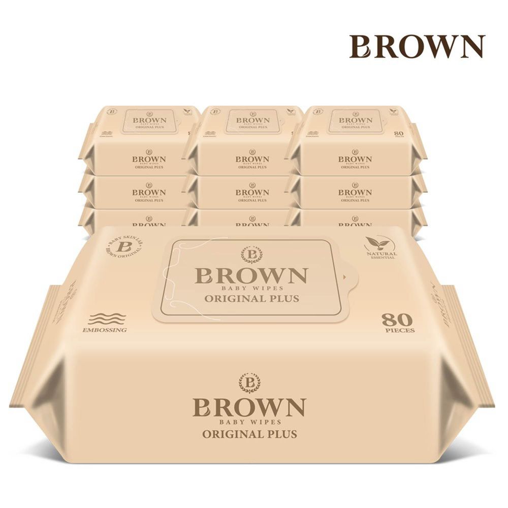 韓國BROWN - ORIGINAL PLUS濕紙巾-洋甘菊80抽(含蓋)*10包