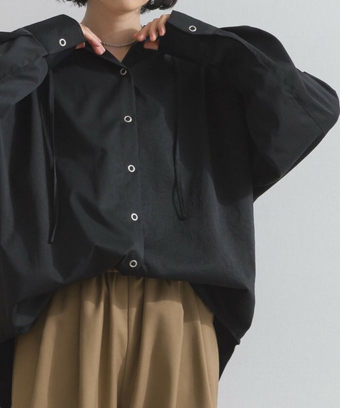 日本 ELENCARE DUE - 復古風磨毛寬版連帽長袖襯衫-灰杏