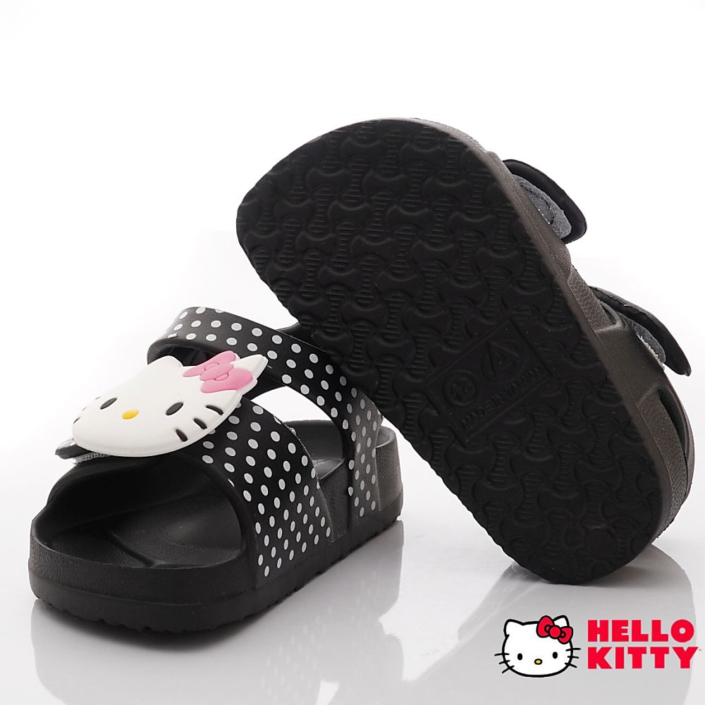 HELLO KITTY - 台灣製可愛凱蒂貓休閒涼鞋(中小童段)-黑