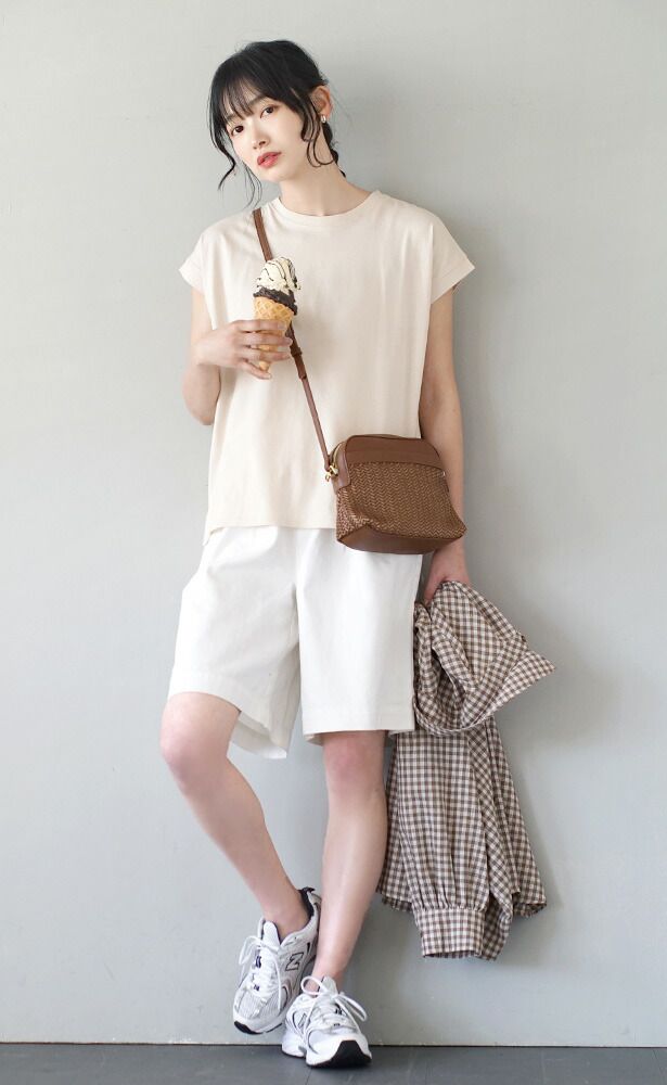 日本 zootie - 抗透汗 純棉圓領短袖上衣-米白 (M-L)