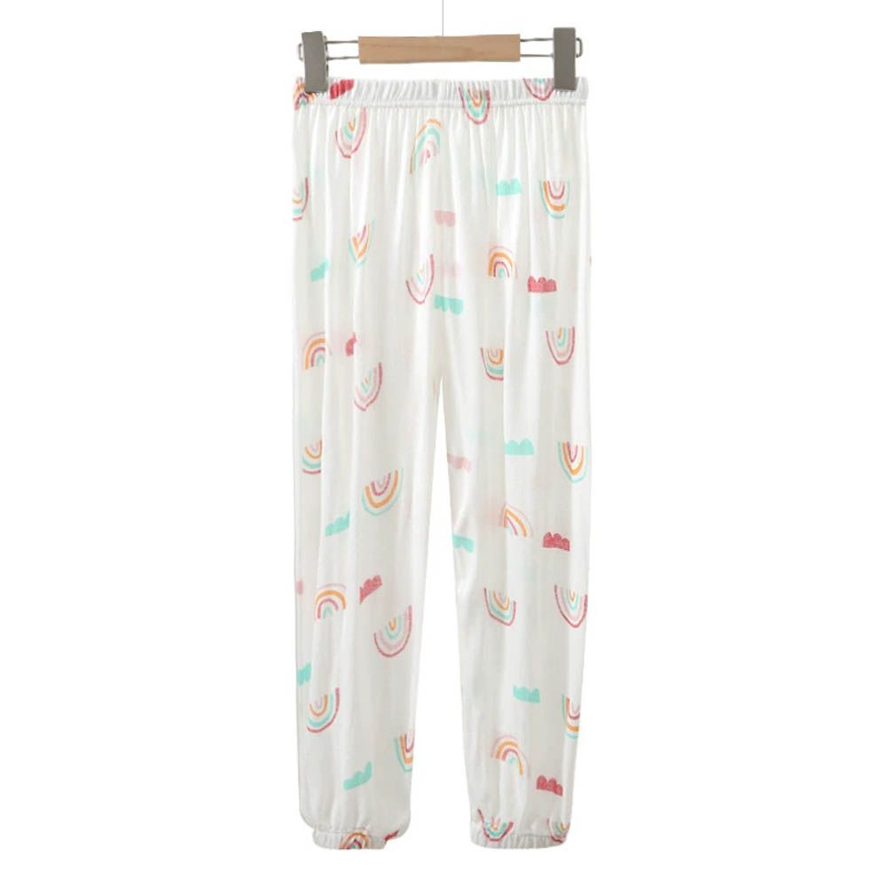 透氣舒適居家縮口褲-白彩虹