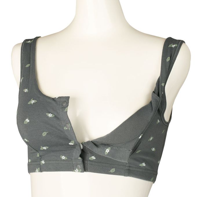 akachan honpo - 半截式內衣-前開式小花-深灰色