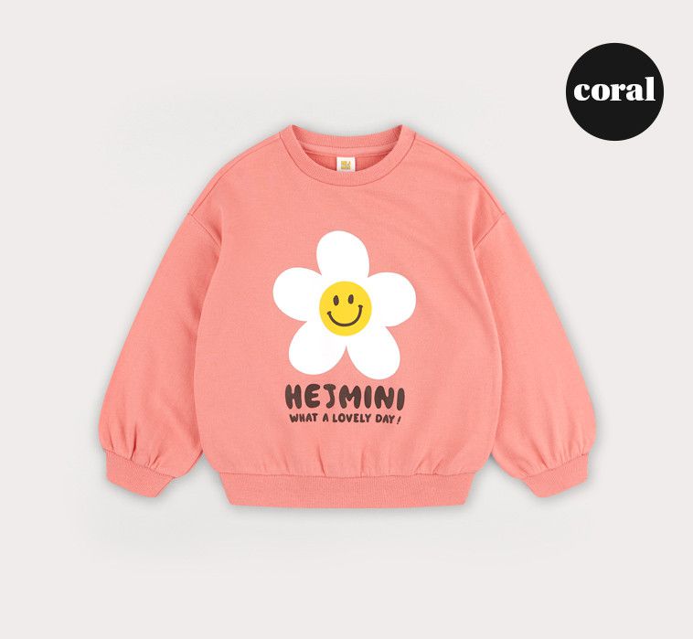 韓國 HEJMINI - 笑臉花朵泡泡袖上衣-黃