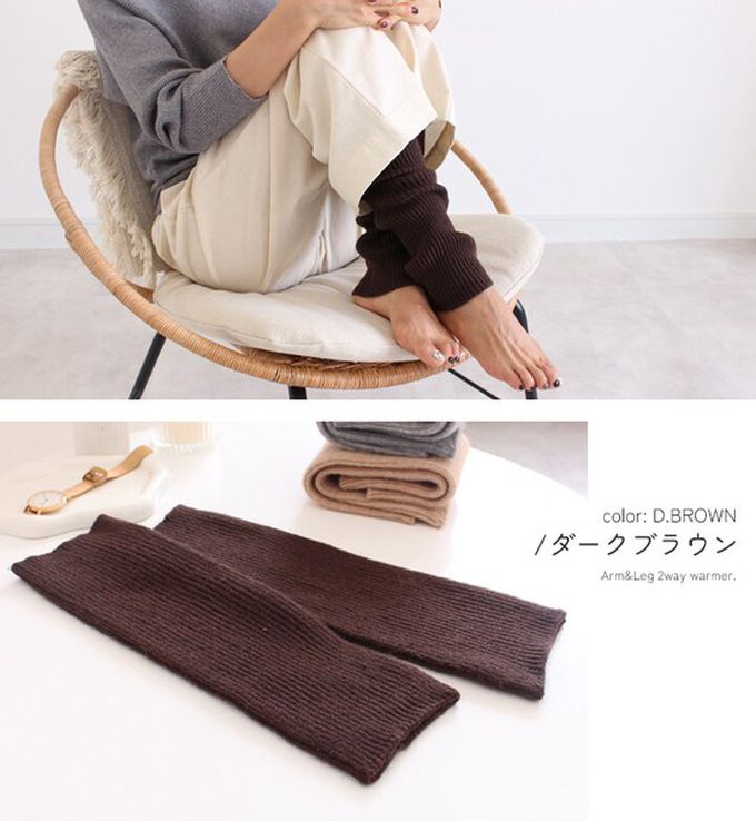 日本 LIZDAYS - 簡約加長設計2用手套/襪套-深咖啡