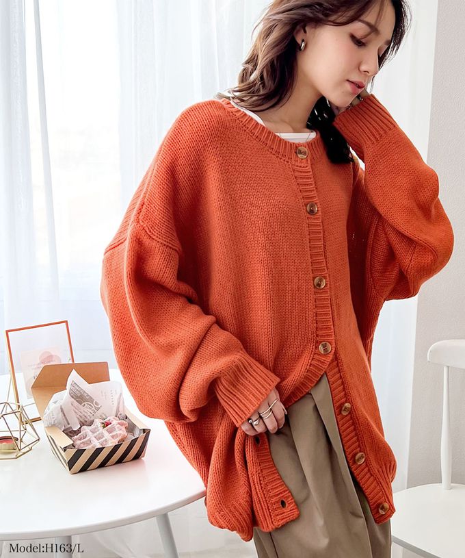 日本 Classical Elf - 雙面穿寬鬆針織鈕釦開襟衫-芥末黃