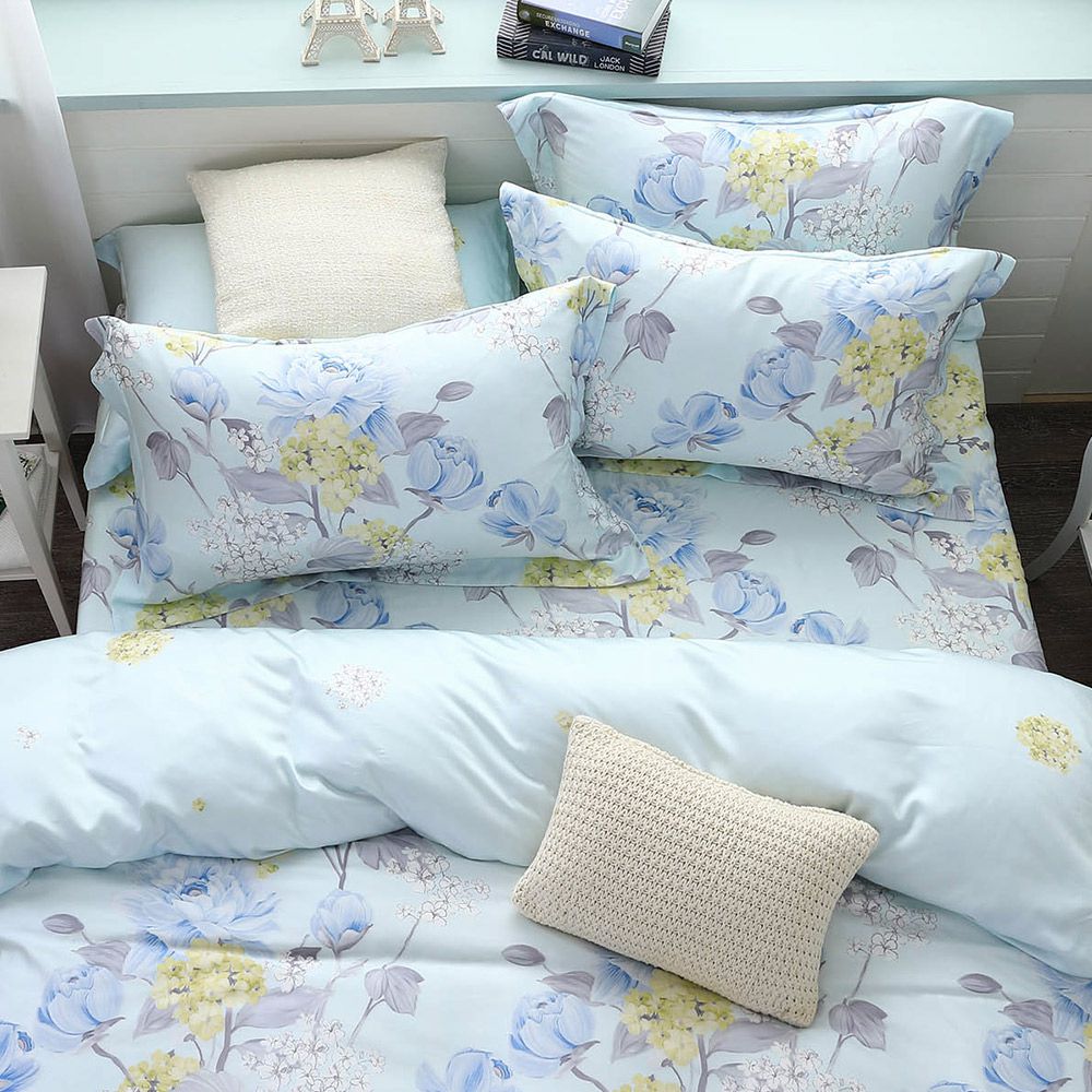 雙人特大床包枕套組 300織100%天絲 萊賽爾-維娜