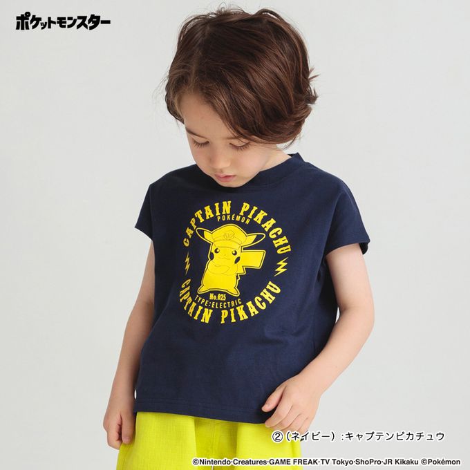 日本 BRANSHES - [限量]寶可夢印花法式袖上衣-烈空坐-黑