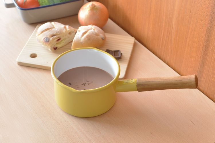 日本 365methods - 單柄附蓋琺瑯牛奶鍋-黃 (16cm)-1.7L