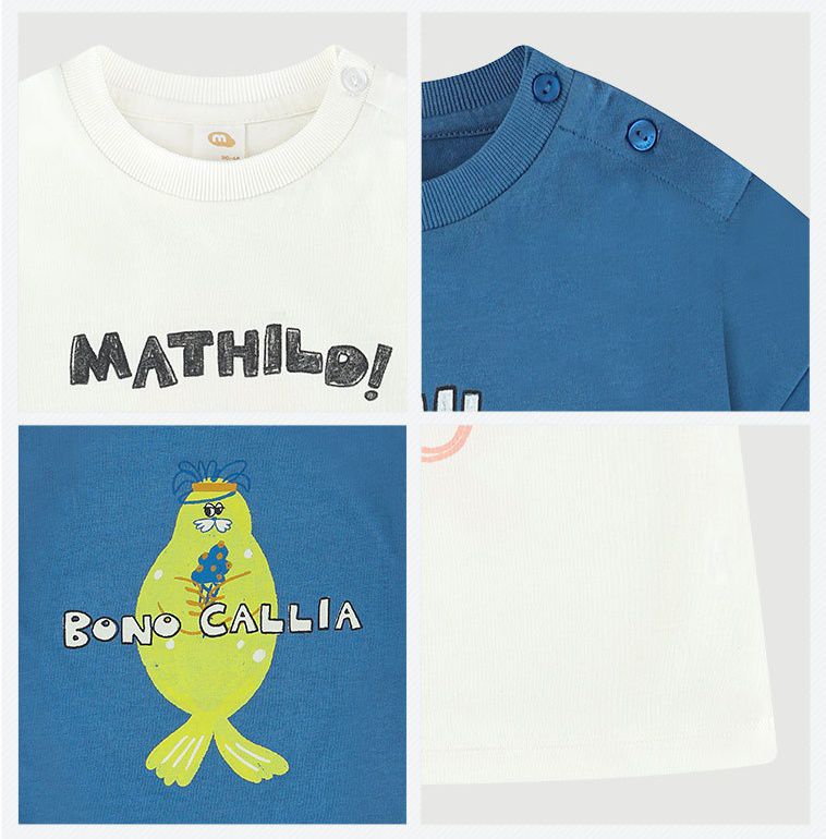 韓國 milk mile - 站立海豹英文字上衣-靛藍