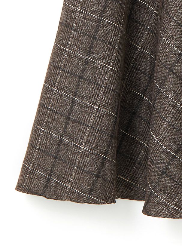 日本 GRL - 學院風格紋顯瘦傘裙/長裙(附皮帶)-深灰 (M)