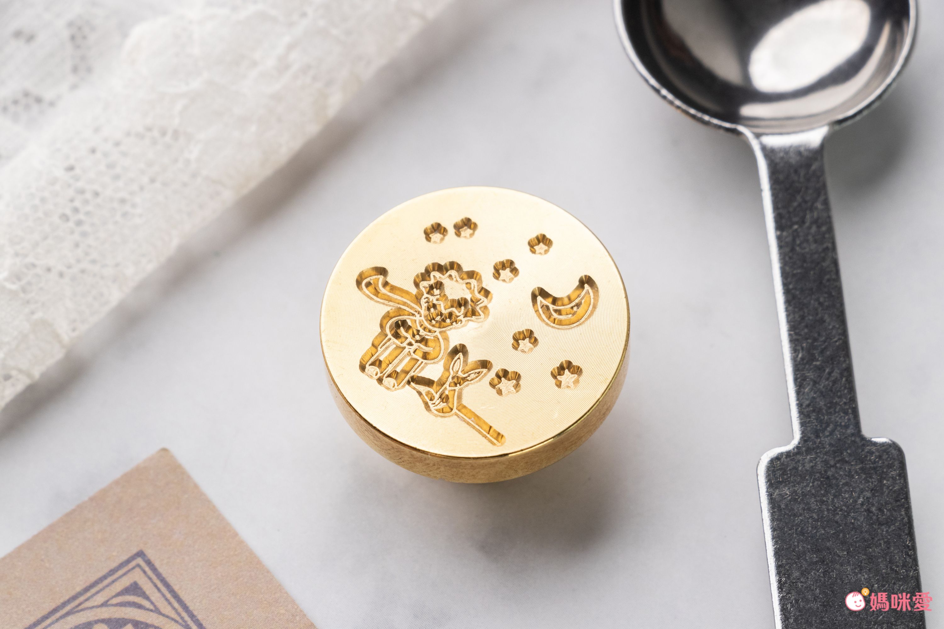 韓國 Sealhouse - 馬卡龍色迷你火漆章禮盒組-卡通美女與野獸-火漆章(含木柄)+罐粒X2+勺子+小蠟燭X2