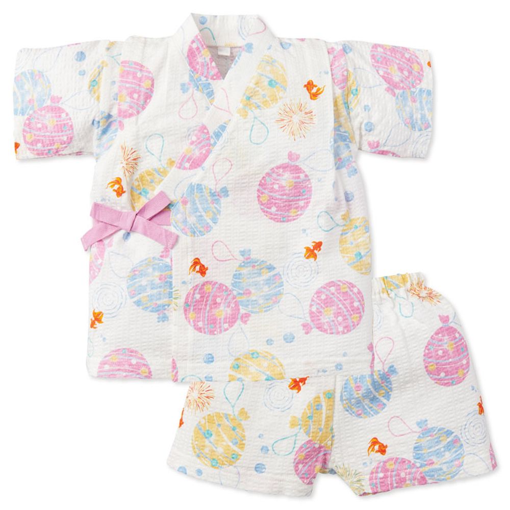 兩件式甚平-水球-米白色