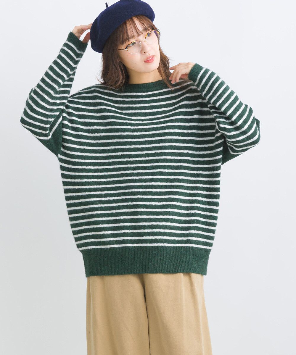 日本女裝代購 - 定番文青感條紋針織上衣-黃