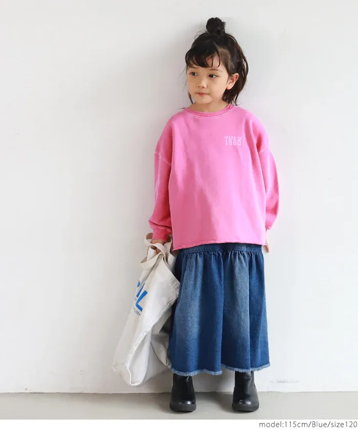 日本 COCA - 可愛U領丹寧吊帶裙-孩子-藍