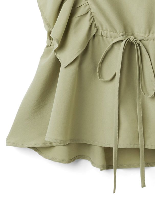 日本 GRL - 立體V型大荷葉邊無袖上衣-星塵藍