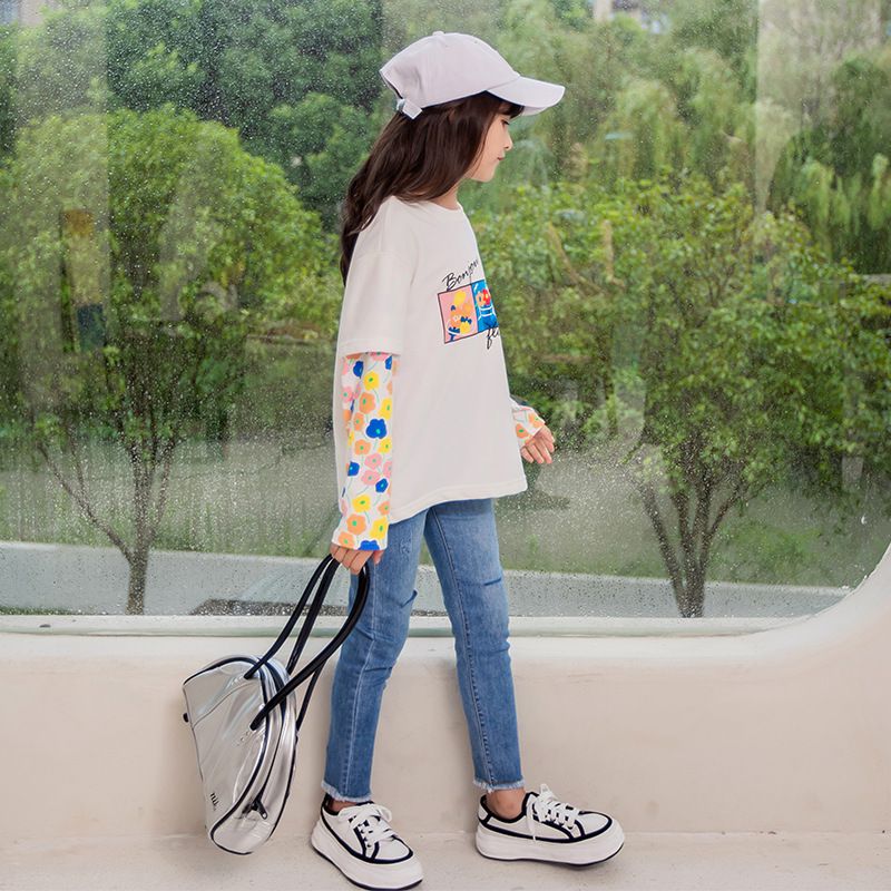 棉質彈力牛仔褲-淺藍色