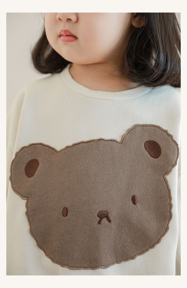 童趣造型吊帶長褲-熊熊小口袋-米白色