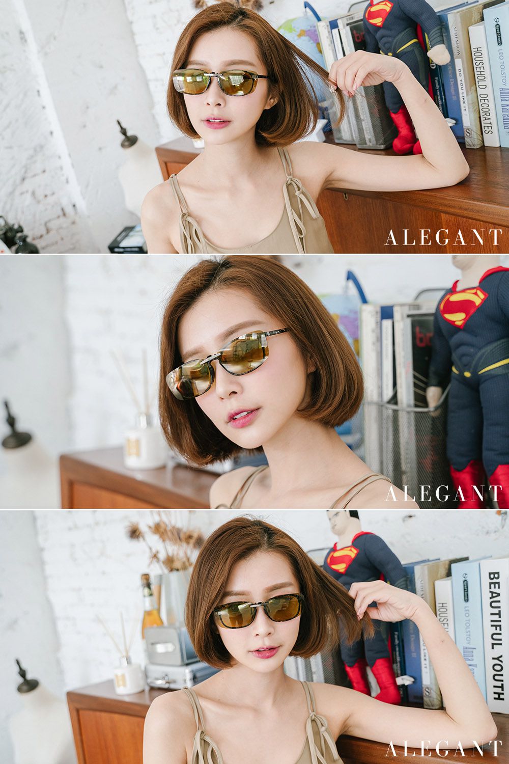 ALEGANT - 檸檬黃鋁鎂合金夾式結構感光變色夜視防眩光寶麗來偏光太陽眼鏡│UV400墨鏡車用夾片│外掛夾式鏡片