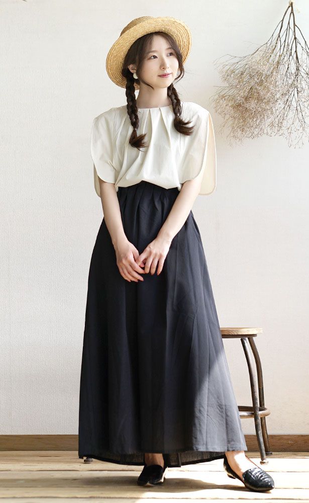 日本 zootie - 純棉仿麻布材質長裙-黃