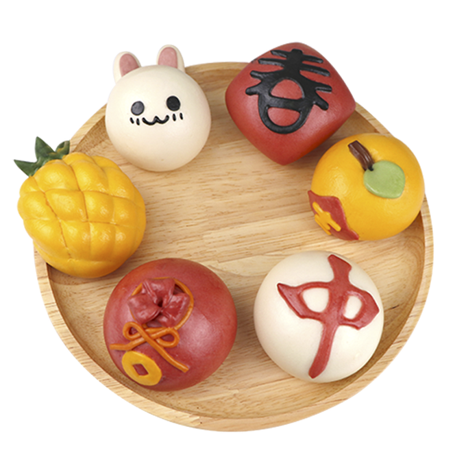 艾酷奇 - 玉兔迎春蒸點心禮盒-(9入/盒裝)-540公克±15公克(65公克X6+50公克X3 共9入