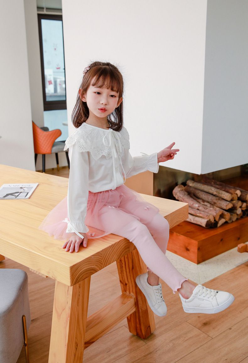 FANMOU - 內搭褲裙-蝴蝶結紗裙-粉色