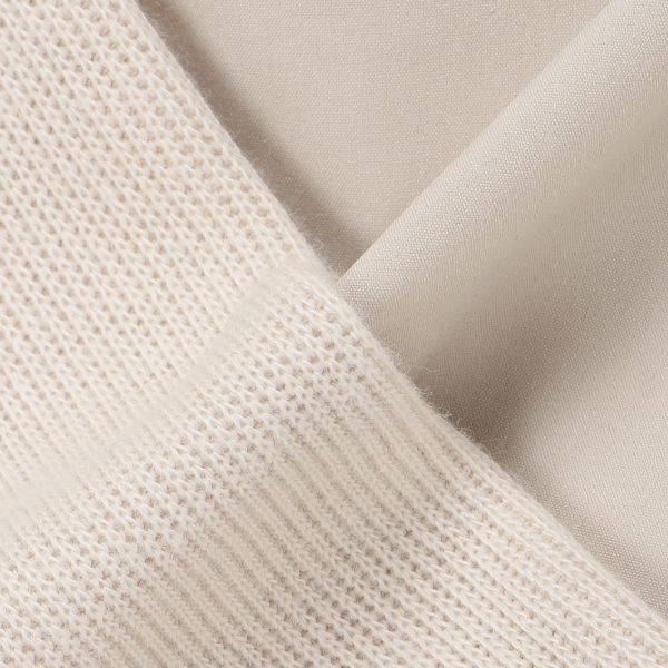 日本 petit main - 珍珠點綴傘狀拼接長袖上衣-淺粉