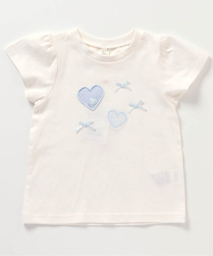 日本 apres les cours - 亮片點綴俏麗印花短袖上衣-愛心-淺綠