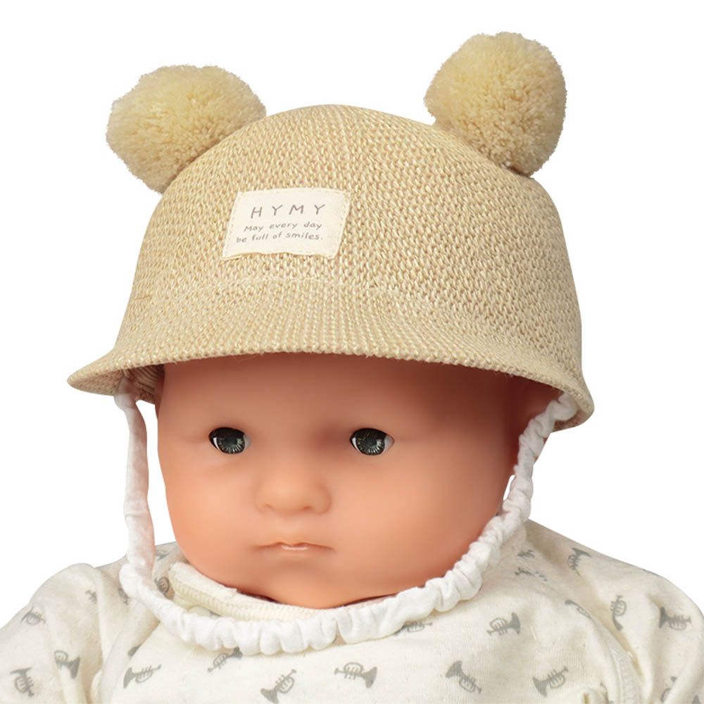 嬰幼兒小耳朵棒球帽-編織風-象牙白色