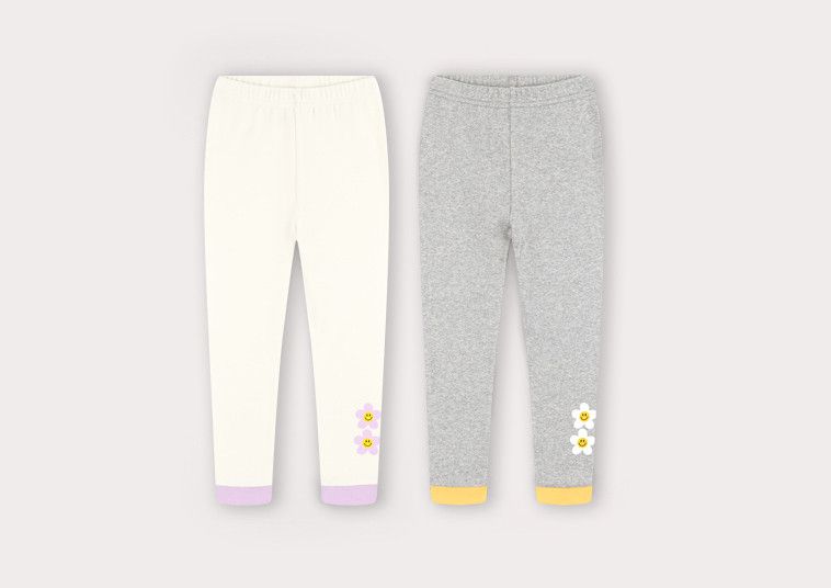 韓國 HEJMINI - 兩朵花花內搭褲-灰