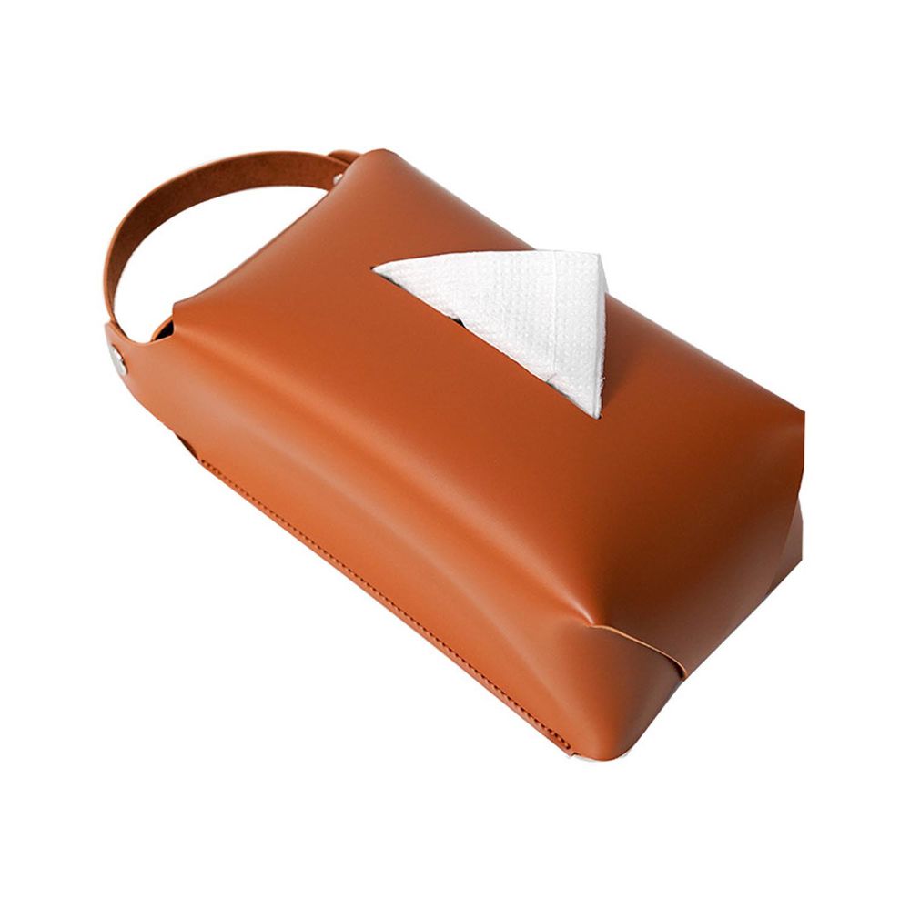 質感皮革掛式面紙盒-棕色