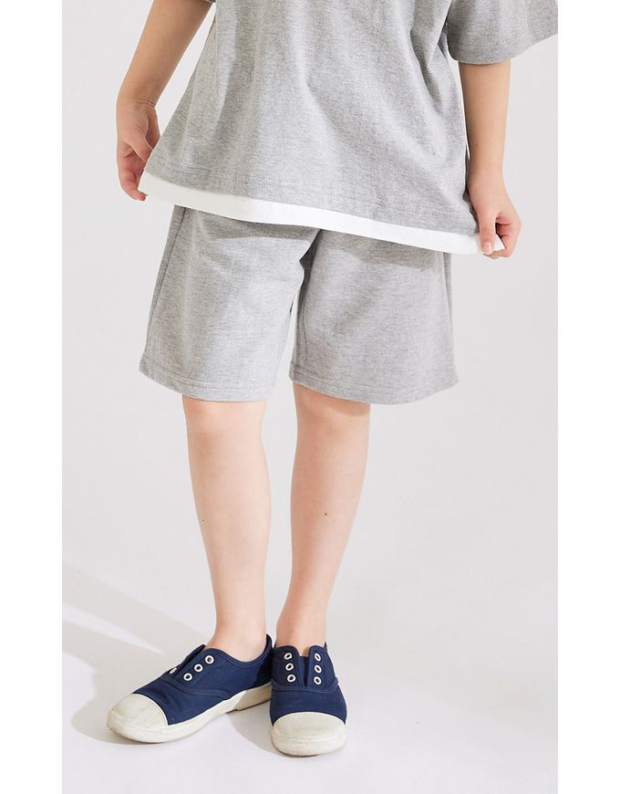 韓國 INDIVIDUEL - 好搭配休閒風五分褲-米灰