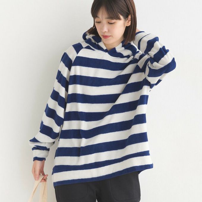 日本 OMNES - 防靜電 微絨休閒連帽長袖上衣-白