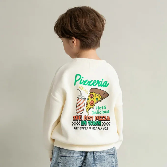 日本 BRANSHES - 裏起毛 舒適縮口長袖上衣-法鬥狗狗-海軍藍