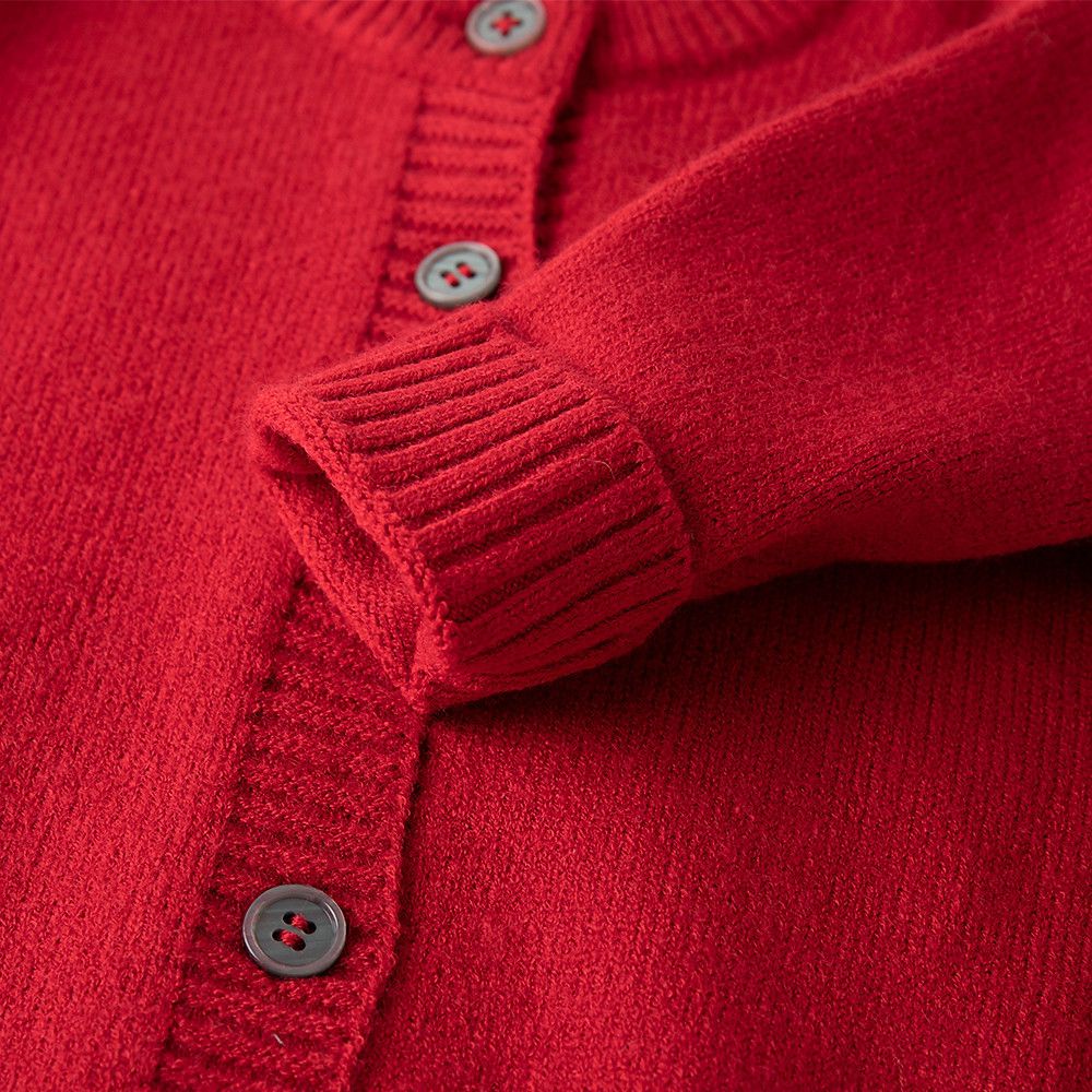 節慶針織毛衣開衫-紅色