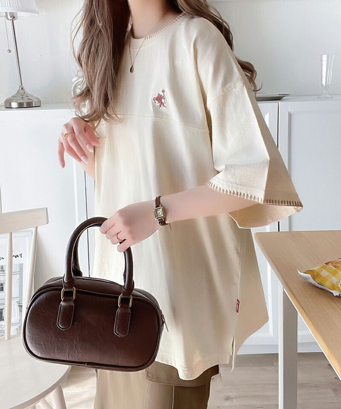 日本 Classical Elf - Java聯名 縫線刺繡風短袖T恤-炭黑