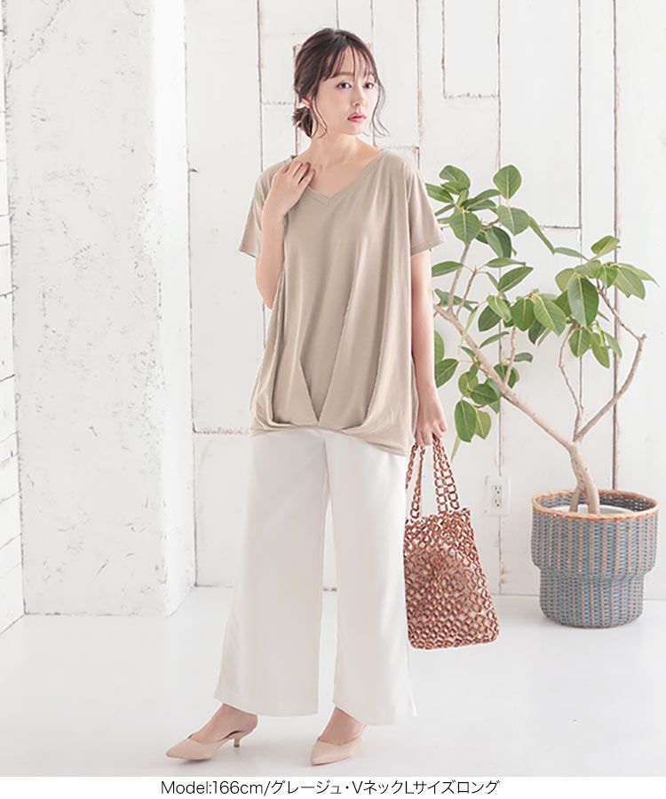 日本 Kobe Lettuce - 360度神隱顯瘦V領短袖上衣-白