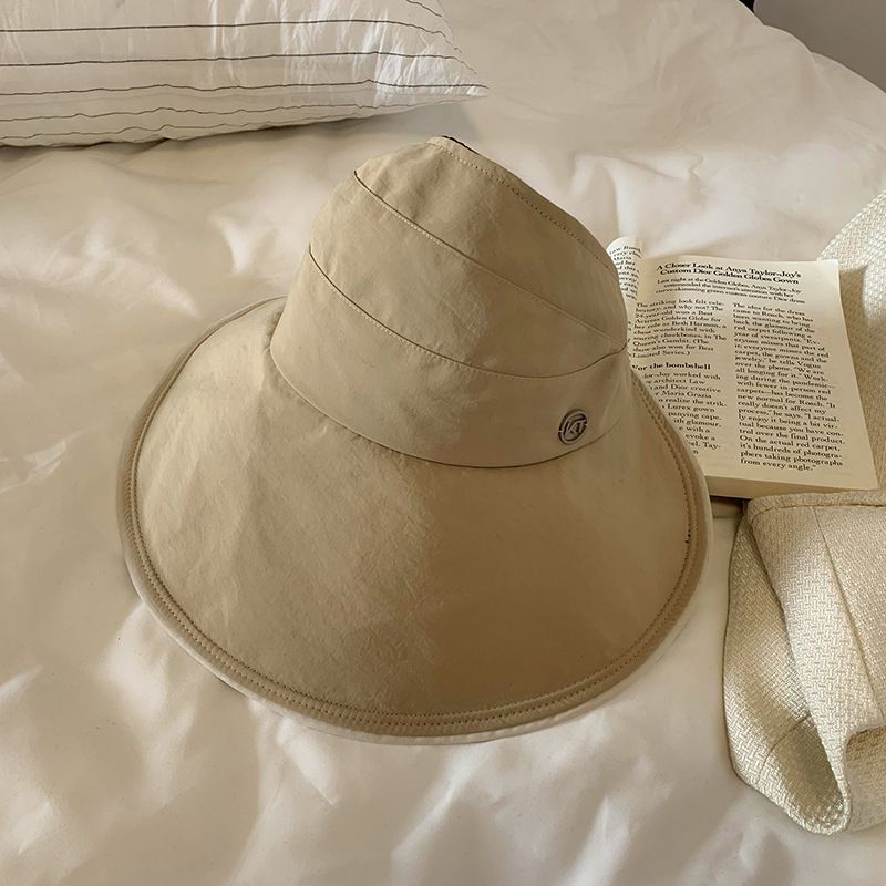 黑膠涼感防紫外線大帽簷空頂遮陽帽-可調節款-黑色