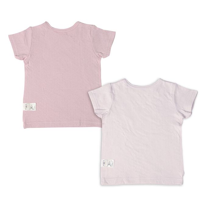 akachan honpo - 短袖圓領上衣2件組蓬鬆棉-芭蕾舞者&蛋糕-紫色