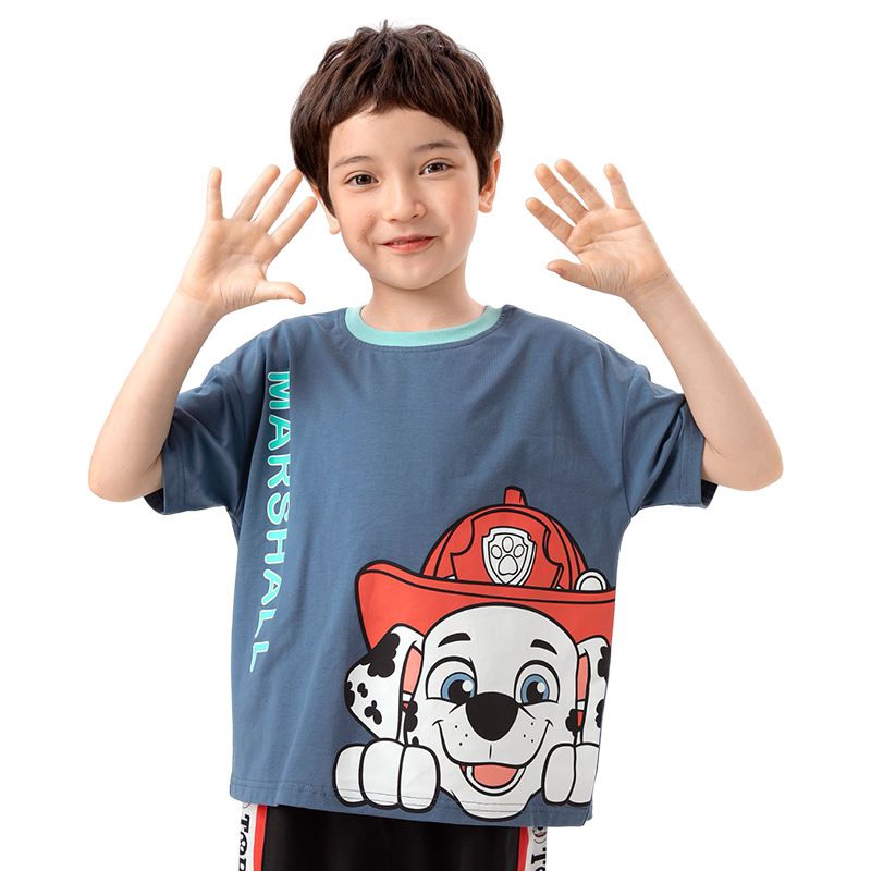 汪汪隊休閒棉質短袖上衣-卡通人物小礫-綠+黃