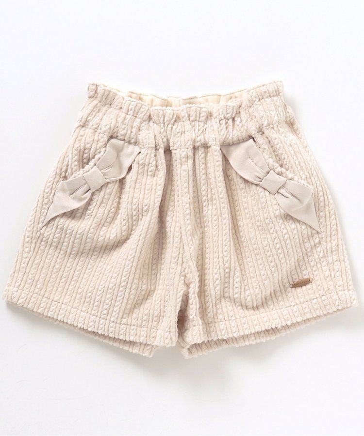 日本 apres les cours - 蝴蝶結口袋燈芯絨短褲-葡萄紫