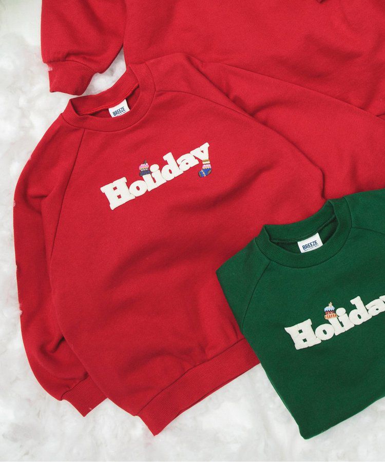 日本 BREEZE - 節慶滿點！裏毛長袖上衣-格紋-奶油米