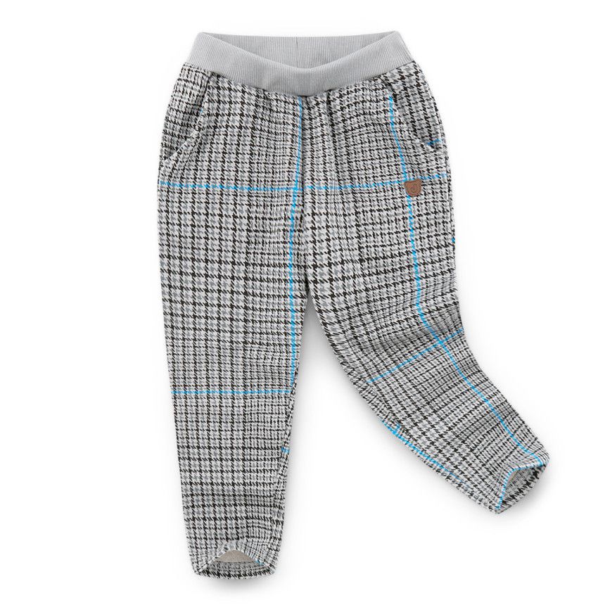 韓國 Jelispoon - (內刷毛)小熊熊格紋長褲-灰