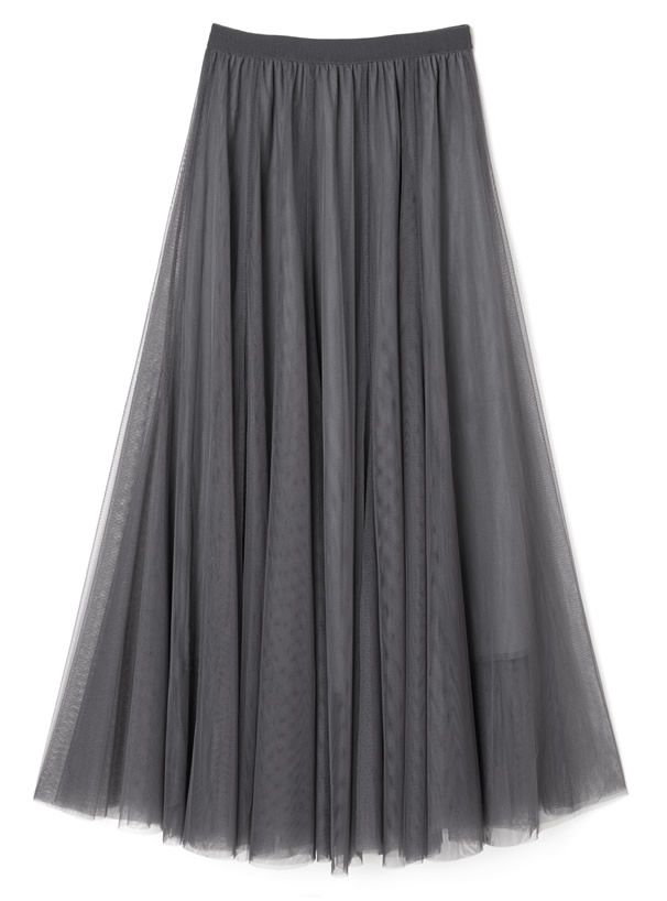 日本 GRL - 飄逸顯瘦雙層傘紗裙-天使白 (M)