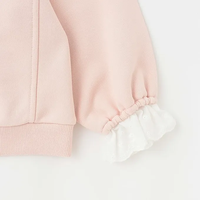 日本 Lycee mine - 可愛蕾絲袖口印花長袖上衣-紫