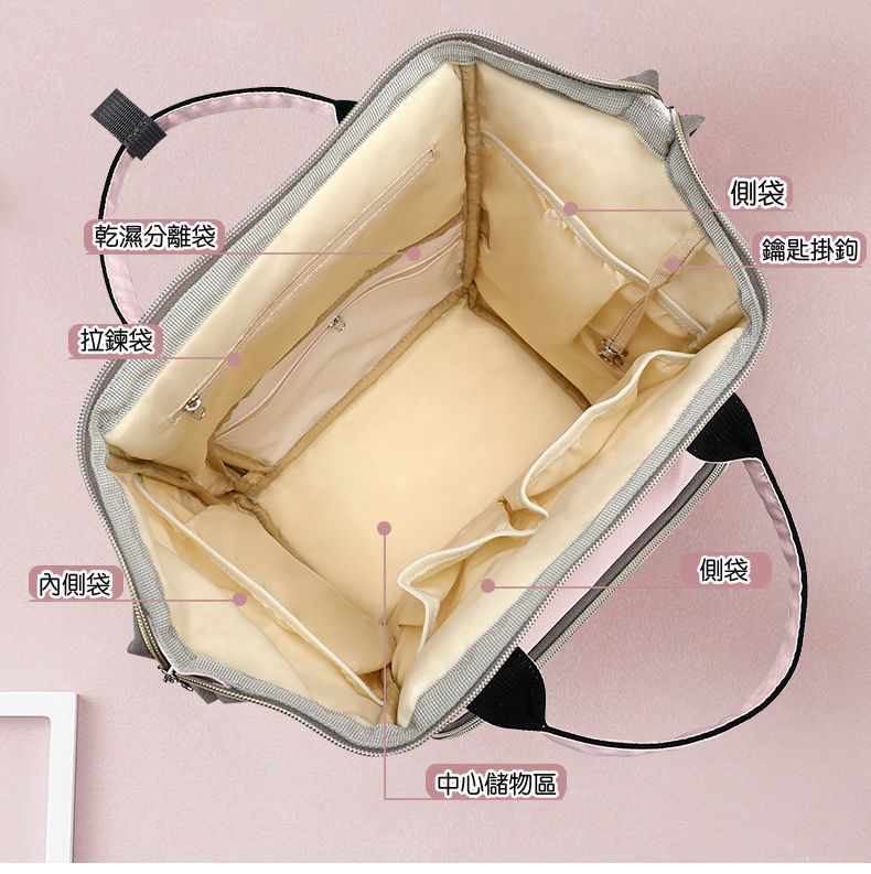 卡通人物防髒後背包/媽媽包-TSUM TSUM-粉色 (40x26x14cm)