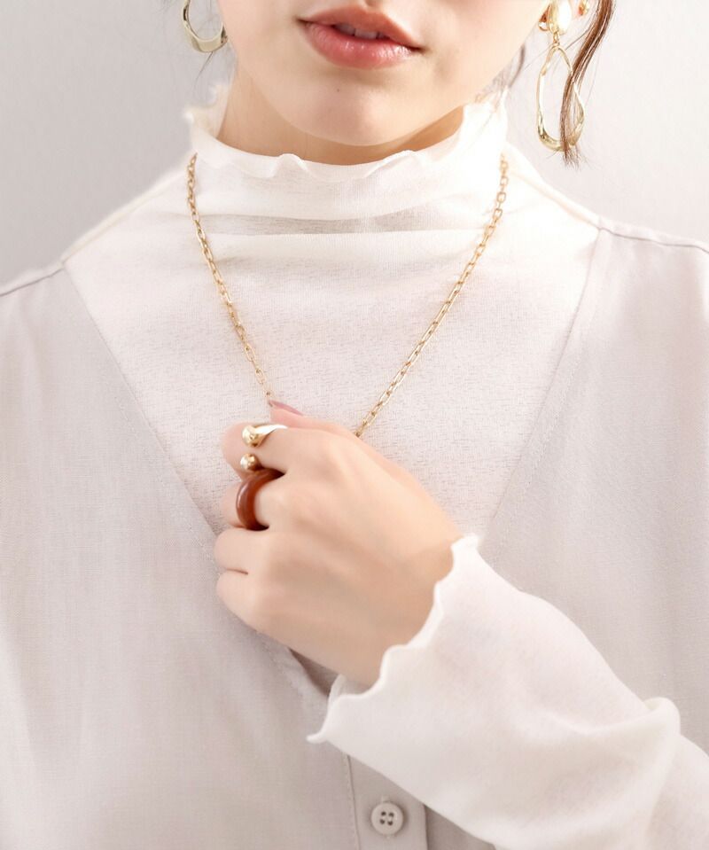 日本 Classical Elf - 木耳領薄長袖上衣/內搭-咖啡