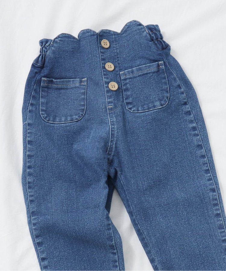 日本 apres les cours - 腰部花苞優雅設計長褲-水藍