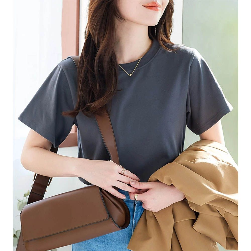 抗透汗機能 圓領短袖T恤-深灰