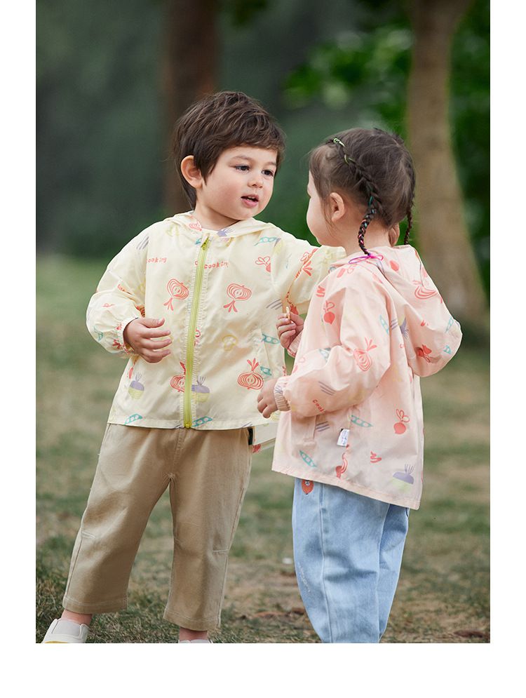 純棉薄款連帽外套-滿版小洋蔥-粉色