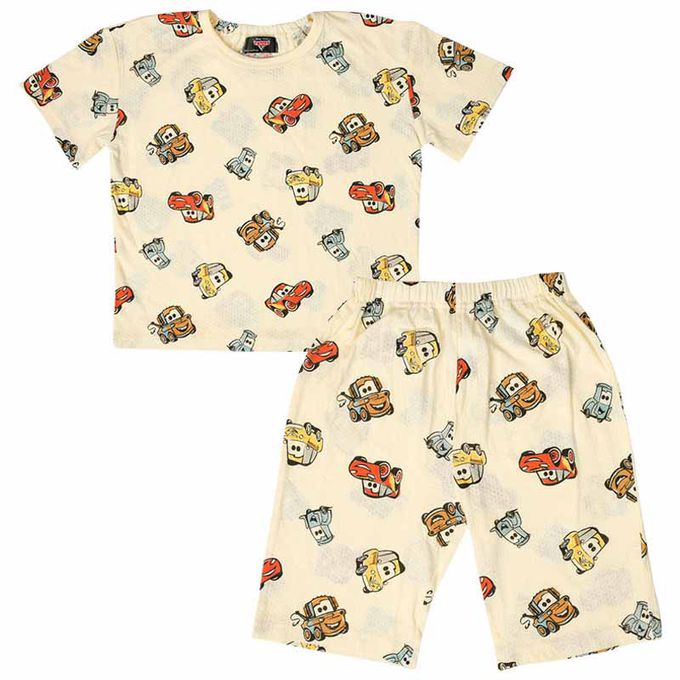 akachan honpo - 短袖家居服-汽車總動員-米白色 (100cm)